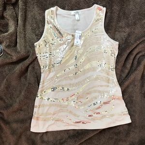 Cream sequin tank